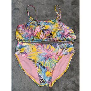 Art Class Target Girls XL 14/16 Yellow Tropical Floral Bikini 2-Piece Set